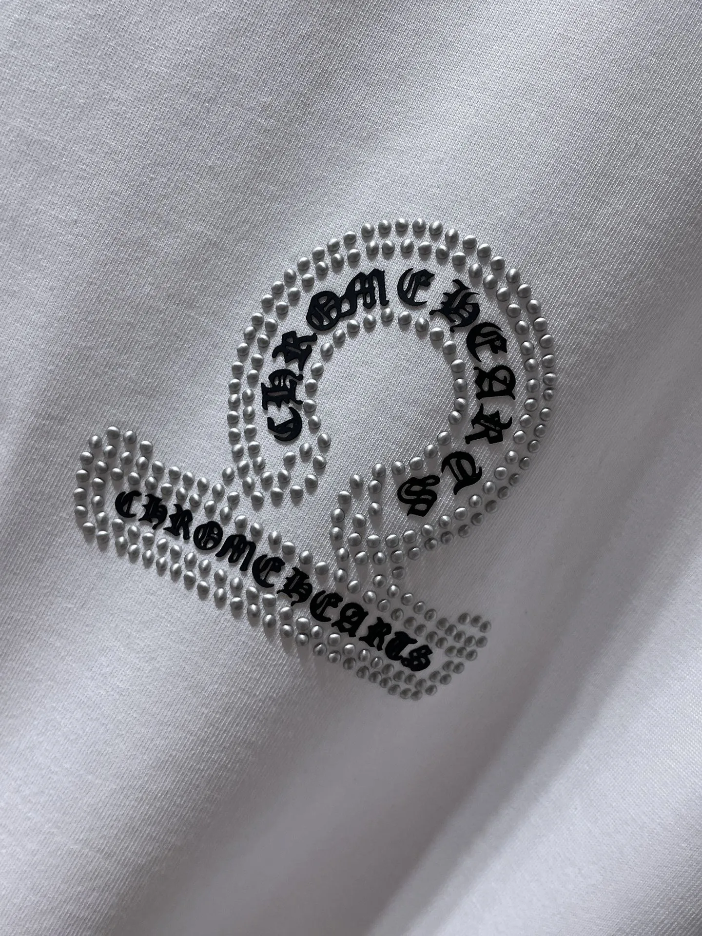 P180 New in summer Chrome Hearts 25ss High weight, environmentally friendly and high-quality top fabric 280g Chrome silicone hot diamond cross horseshoe short sleeves, counter synchronization, replica version 1:1 Recommended colors: white, black